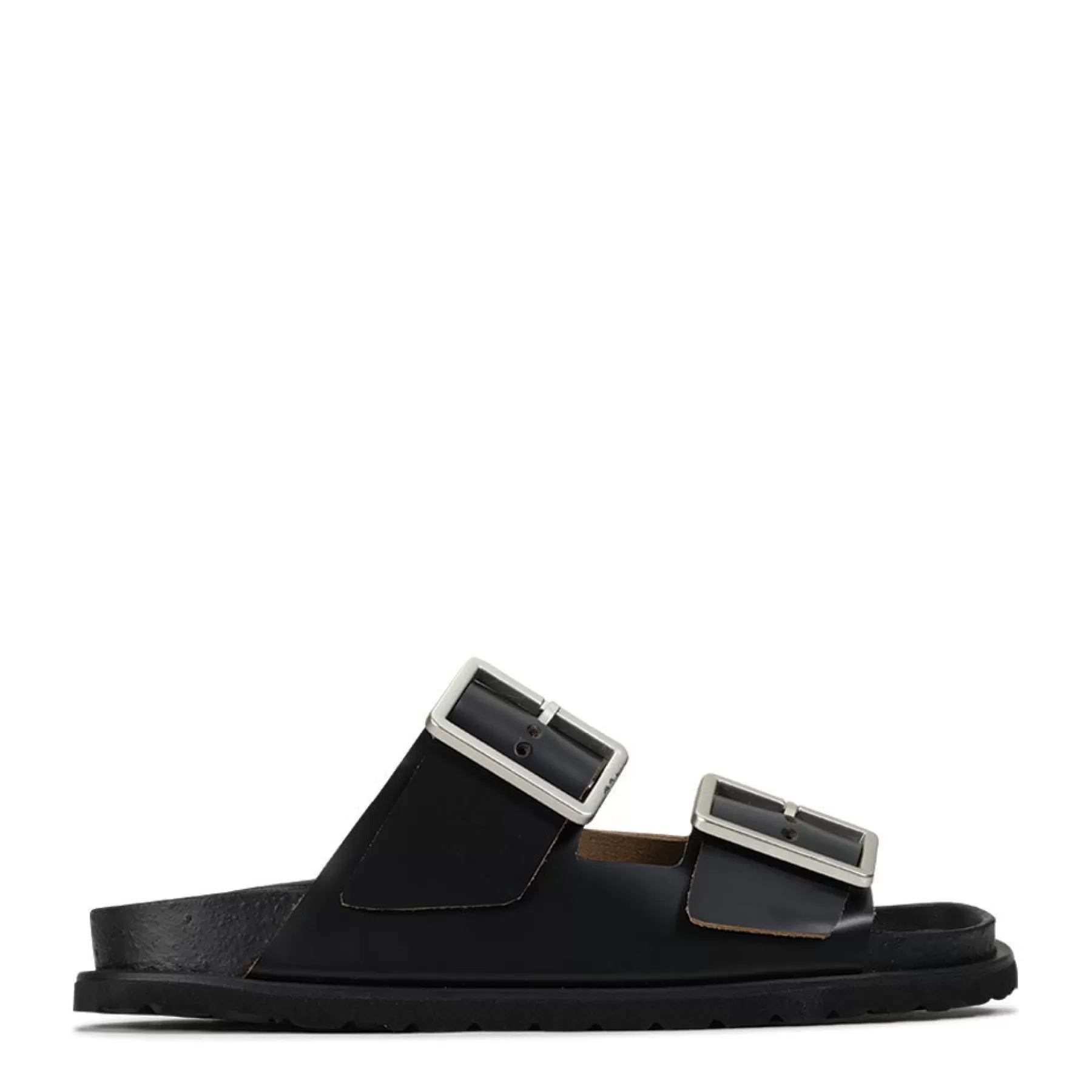 Fashion EOS Footwear FLOREN LEATHER SLIDE SANDALS Black