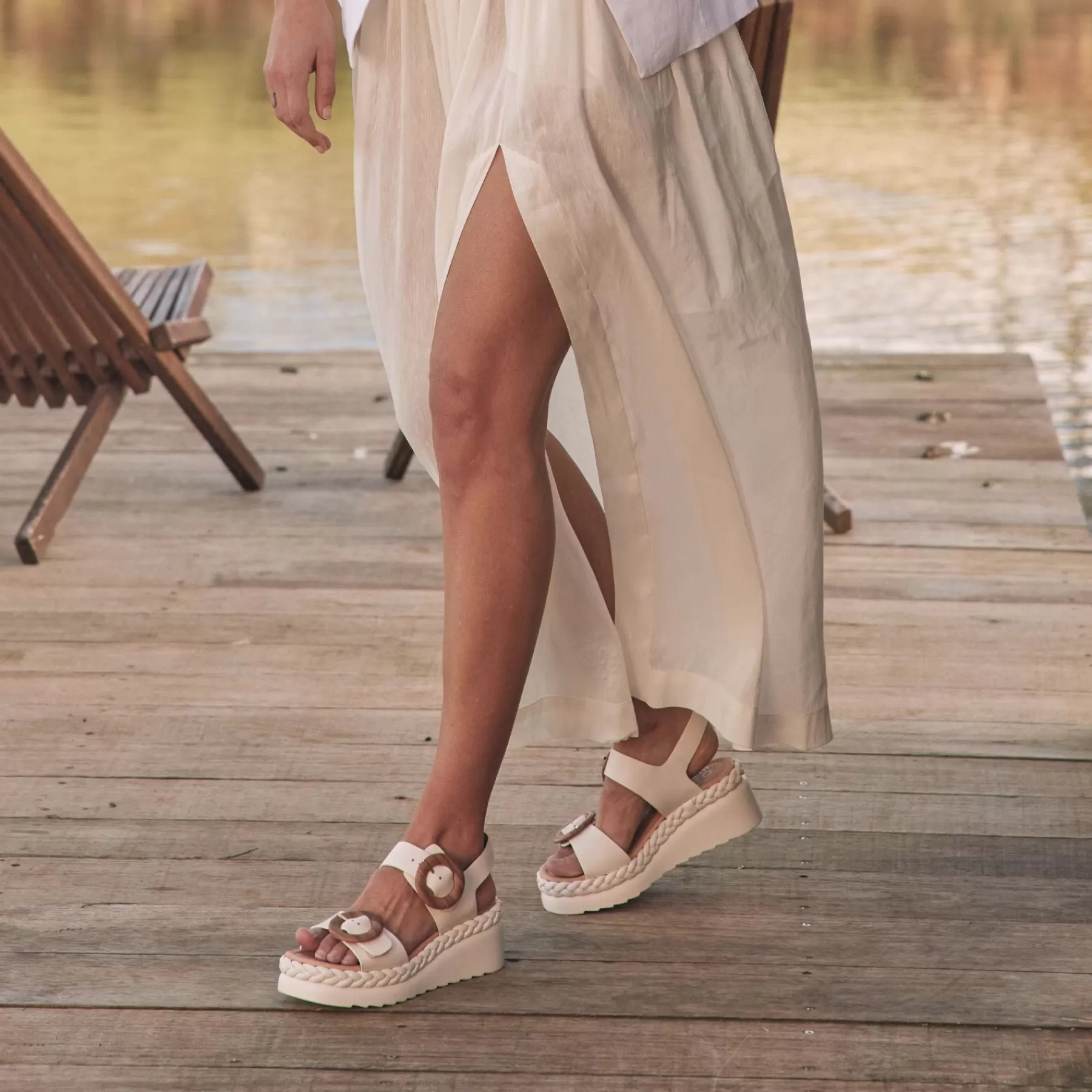 Fashion EOS Footwear MENORCA LEATHER WEDGE SANDALS